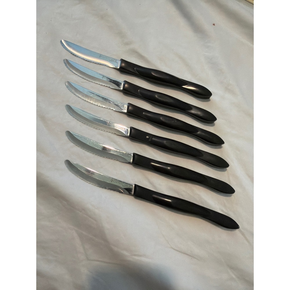 Cutco 1759 KC Steak Knives Set of 6 Serrated Table Knives Made in USA Brown
